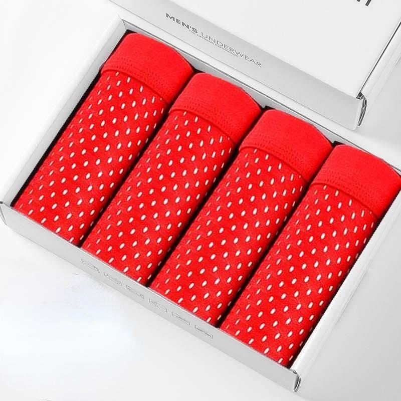 Quần Đùi Boxer Nam Bộ 4 Chiếc Màu Đỏ Lưới Thoáng Khí Nhanh Khô Đồ Lót Quần Lót Nam Thích Hợp Mặc Bên Trong