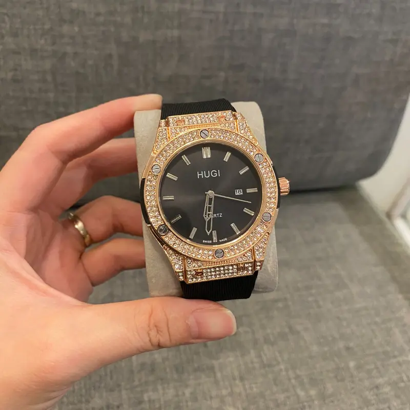 Hugi Đồng hồ Nam nữ hugi 601 luxury đính đá cao cấp sang trọng. Silicon Watch Đồng hồ Đeo Tay thời trang đẹp. Hoa 4