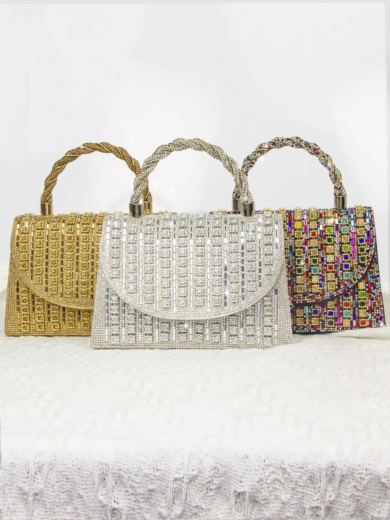 Women's Elegant Rhinestone Decorated Evening Bag, Exquisite Trendy Handbag, Fashionable Bag for Party Decoration