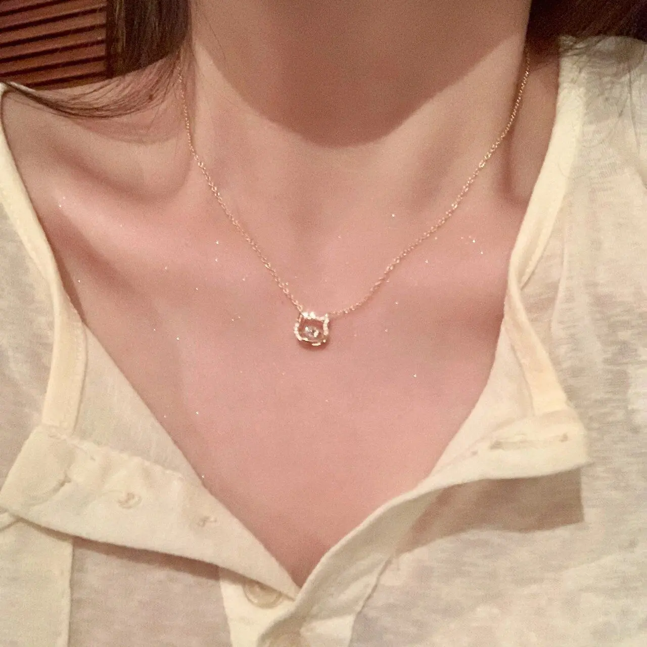 Vòng Cổ Trái Tim Đập Hello Kitty, Trang Sức Nữ Dễ Phối Đồ Ou Hoa Dây Chuyền Jewelry Women Chain
