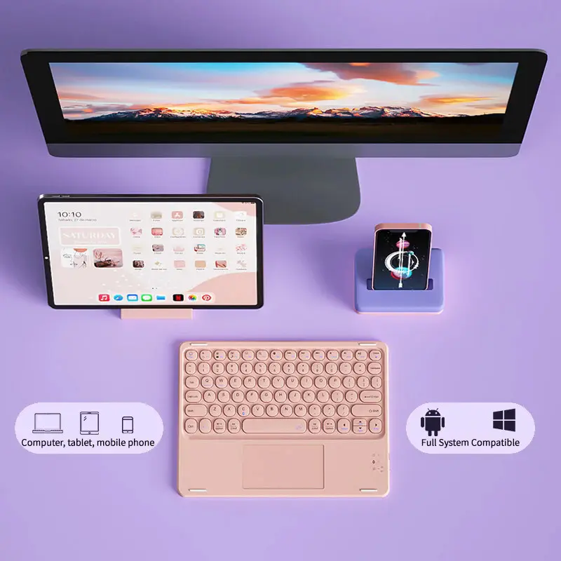 Bộ Bàn Phím Chuột Bluetooth Không Dây, Tương Thích Với Honor Pad X8a 2024 11 X8 Lite 9.7 X9 X8 Pro 11.5 9 Pro 12.1 8 12, MagicPad 2 12.3 13 2023 10Inch, Bao Gồm Bàn Phím Và Chuột, Funda 6