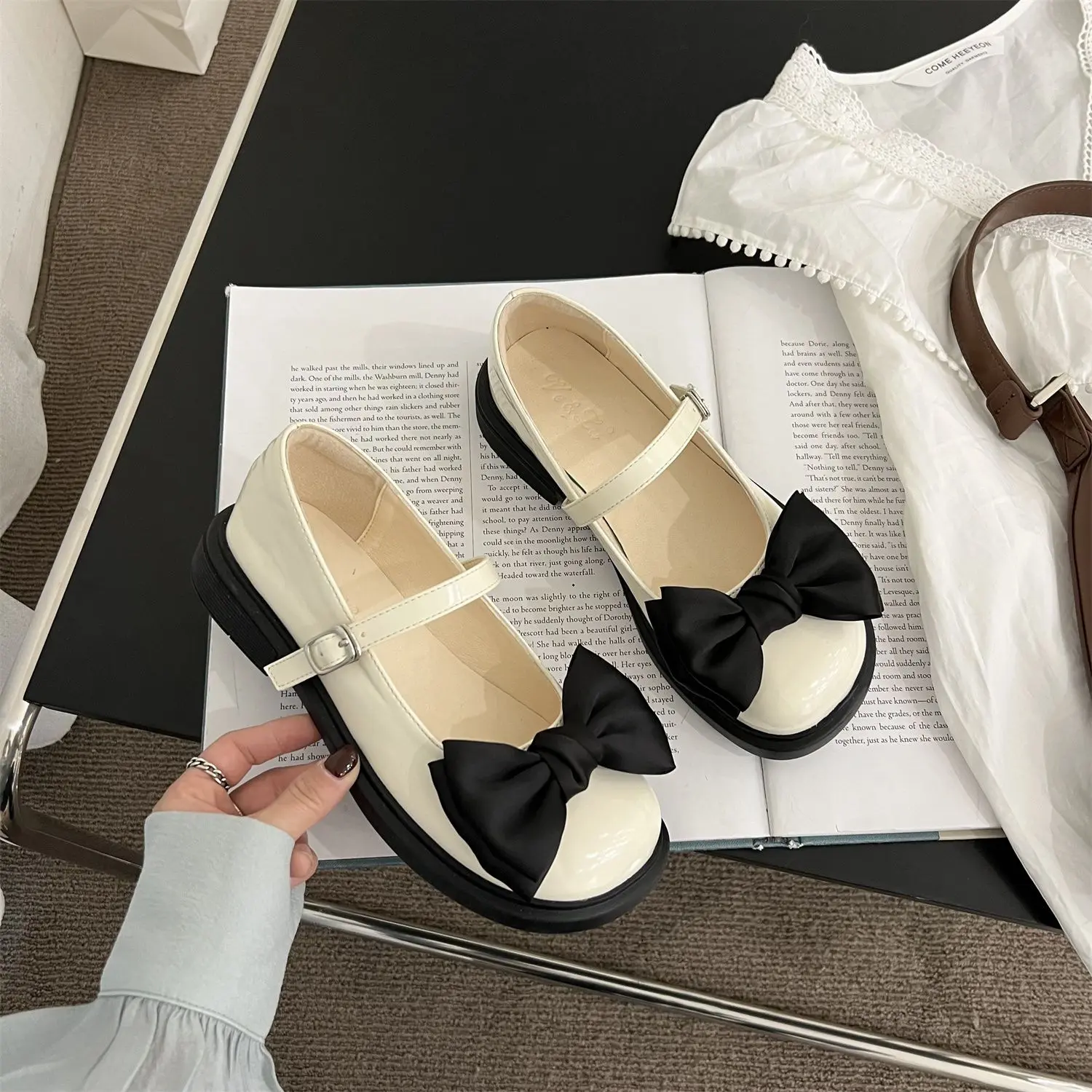 Giày Da, Phong Cách Cổ Điển Mũi Tròn, Giày Đi Làm Cho Nữ, Phong Cách Preppy Mary Jane, Hàng Mới Về Xuân Hè 2022, Giày Nữ