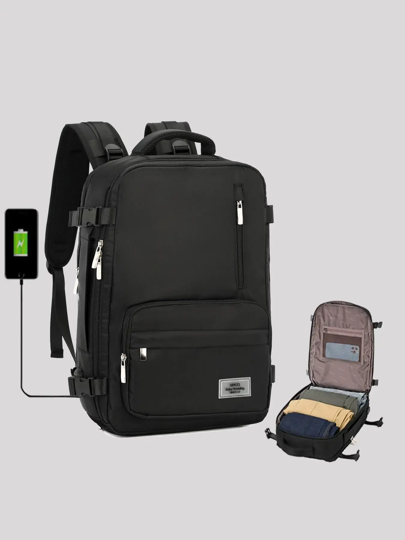Casual Large Capacity Backpack, Lightweight Waterproof Zipper Backpack, Multifunctional Backpack for Work & Travel