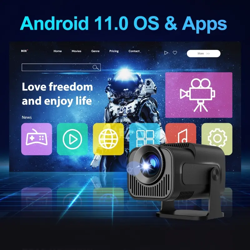 Máy Chiếu thông minh, NEW HY320 PRO, Led Cầm Tay 4K, Tương thích với TV, Máy tính xách tay, Điện thoại Android, Netflix và Bluetooth, Hy320 Pro 2