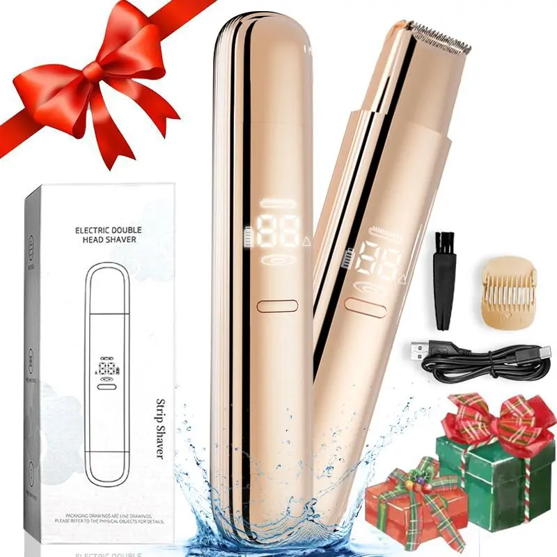2 in 1 Electric Hair Removal Tool, 1 Box Portable LED Digital Display & USB Rechargeable Women's Electric Razor for Facial & Full Body Hair Removal