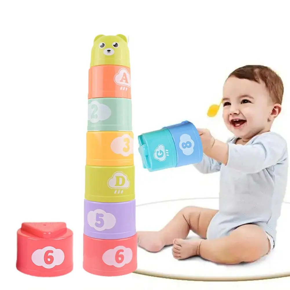 Mombaby Baby Stacking Cup Toy For Kids Educational Toy Number+Alphabet Learn By Playing Gift