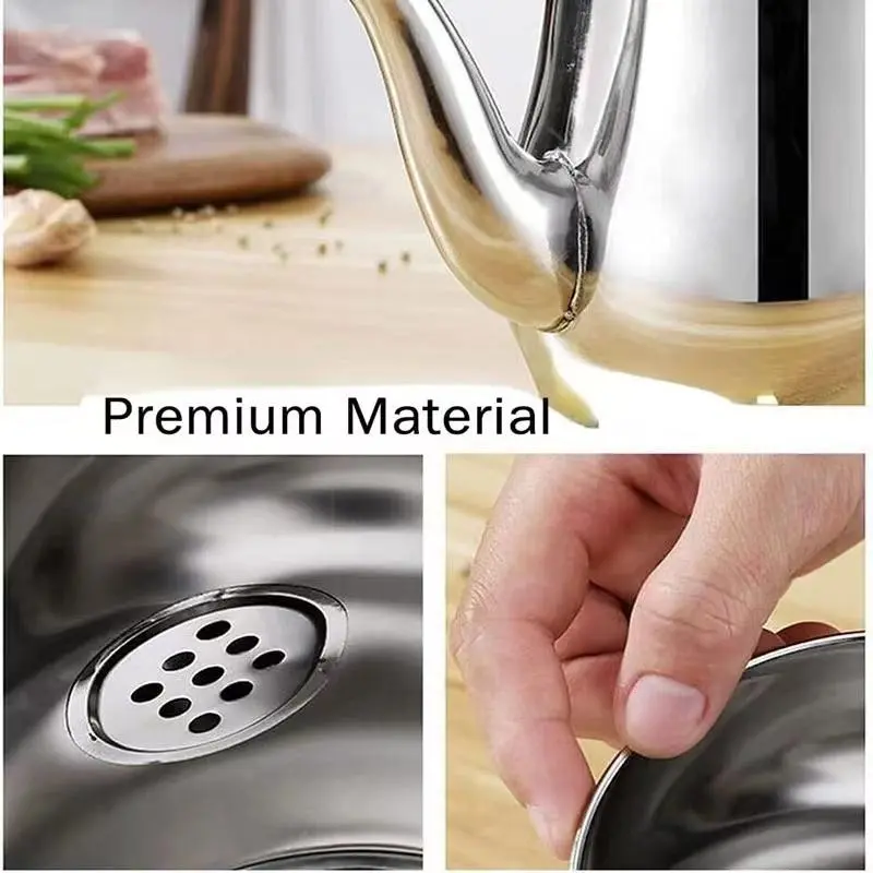 Funnycook Teko Minyak, kopi Oil Pot, Teh Stainless Anti karat/Ukuran 700ML & 900ML murah Penyaring Minyak 4