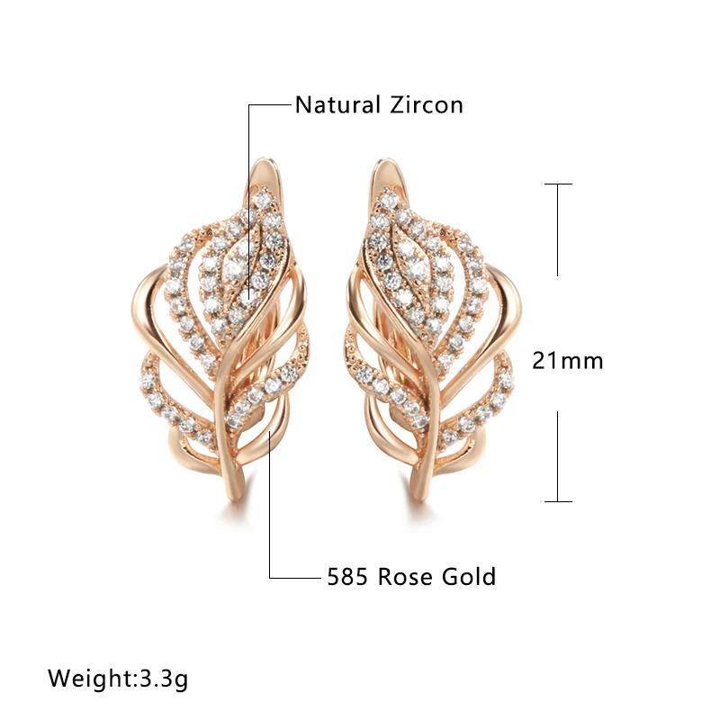 Hoa Tai Vàng Zircon, Dành Cho Phụ Nữ, Thiết Kế Mới, Zircon đầy đặn khoét, Phong Cách Cá Tính, Hoa Tai Vàng 585, Thời Trang, Thích Hợp Cho Bữa Tiệc Và Đám Cưới, Vòng, Đồ Trang Sức 1