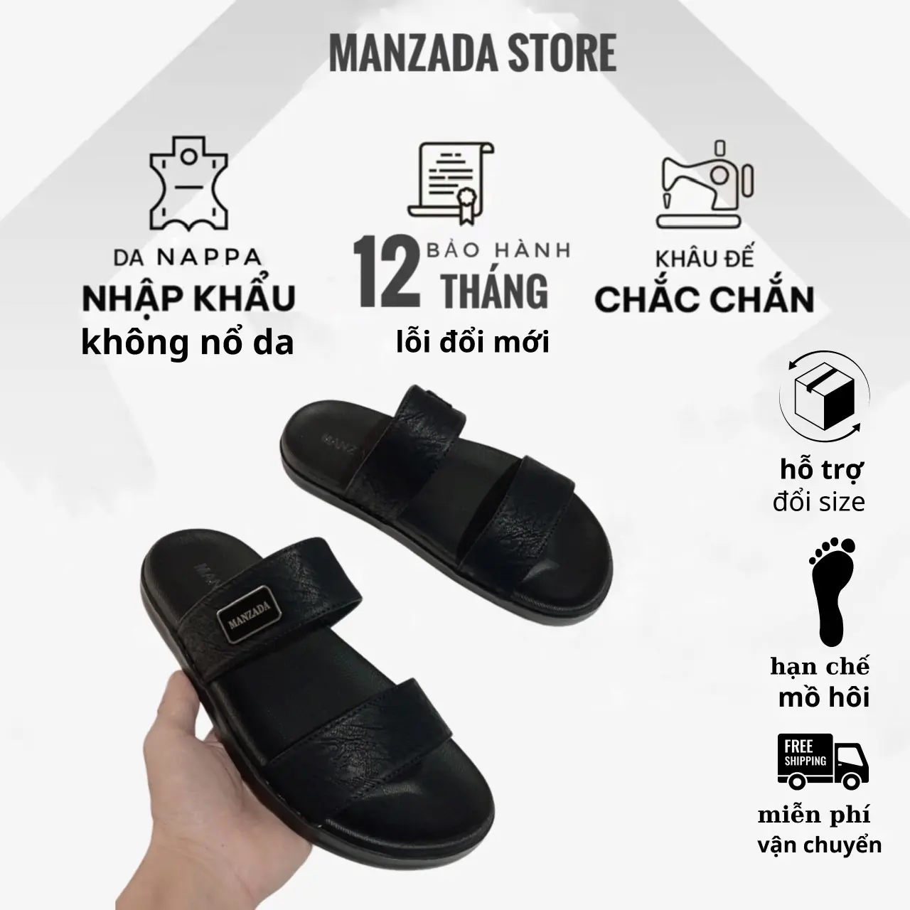 Dép lê hai quai đã được khâu chỉ hai bên quai với đế quai dép chất liệu da đế cao su đúc 2 lớp mặt dép được làm nhám đi thoáng mồ hôi chân  Nam DéP  Sandal Đồng Đế Bằng Jean Dép Sandal