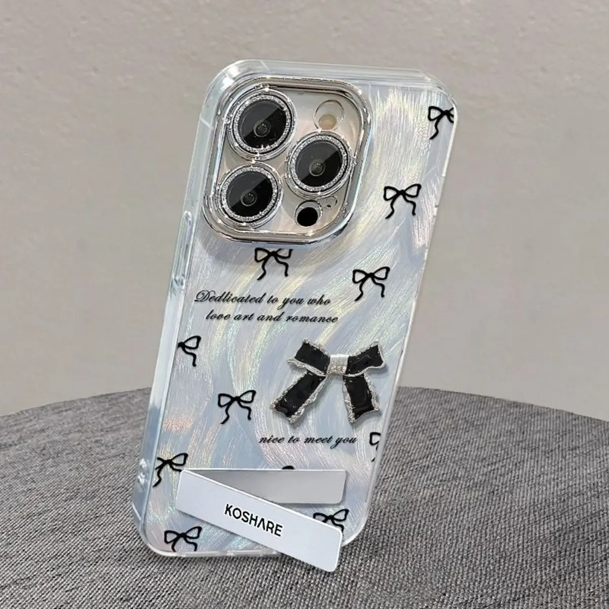 Ốp lưng cứng chống sốc hình nơ lông vũ có lỗ nhỏ cho iPhone 15 14 13 12 11 Pro Max XR X XS Max 15Plus 14Plus X XR XS Max 8 7 Plus Phụ Kiện