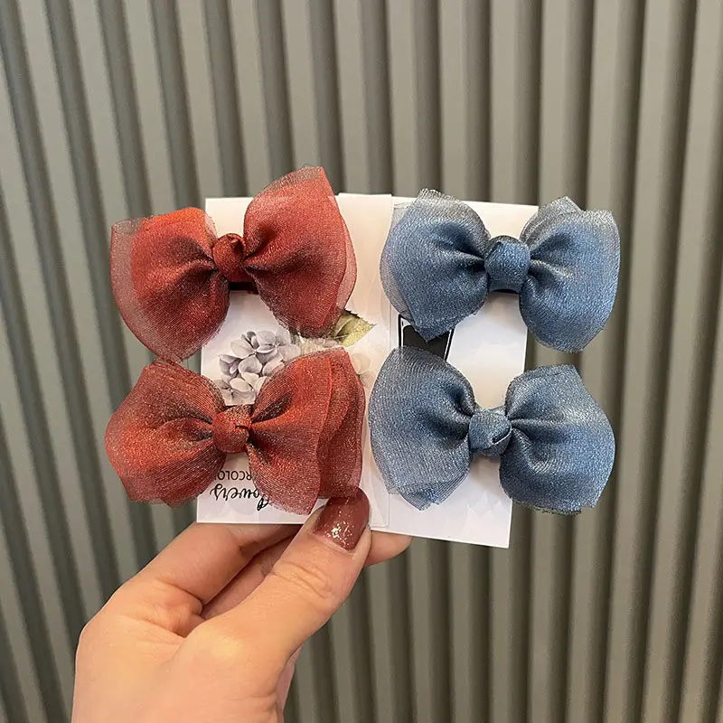 Girl tied hair bow hair clip princess edge clip spring and summer children's accessories headwear hair rope