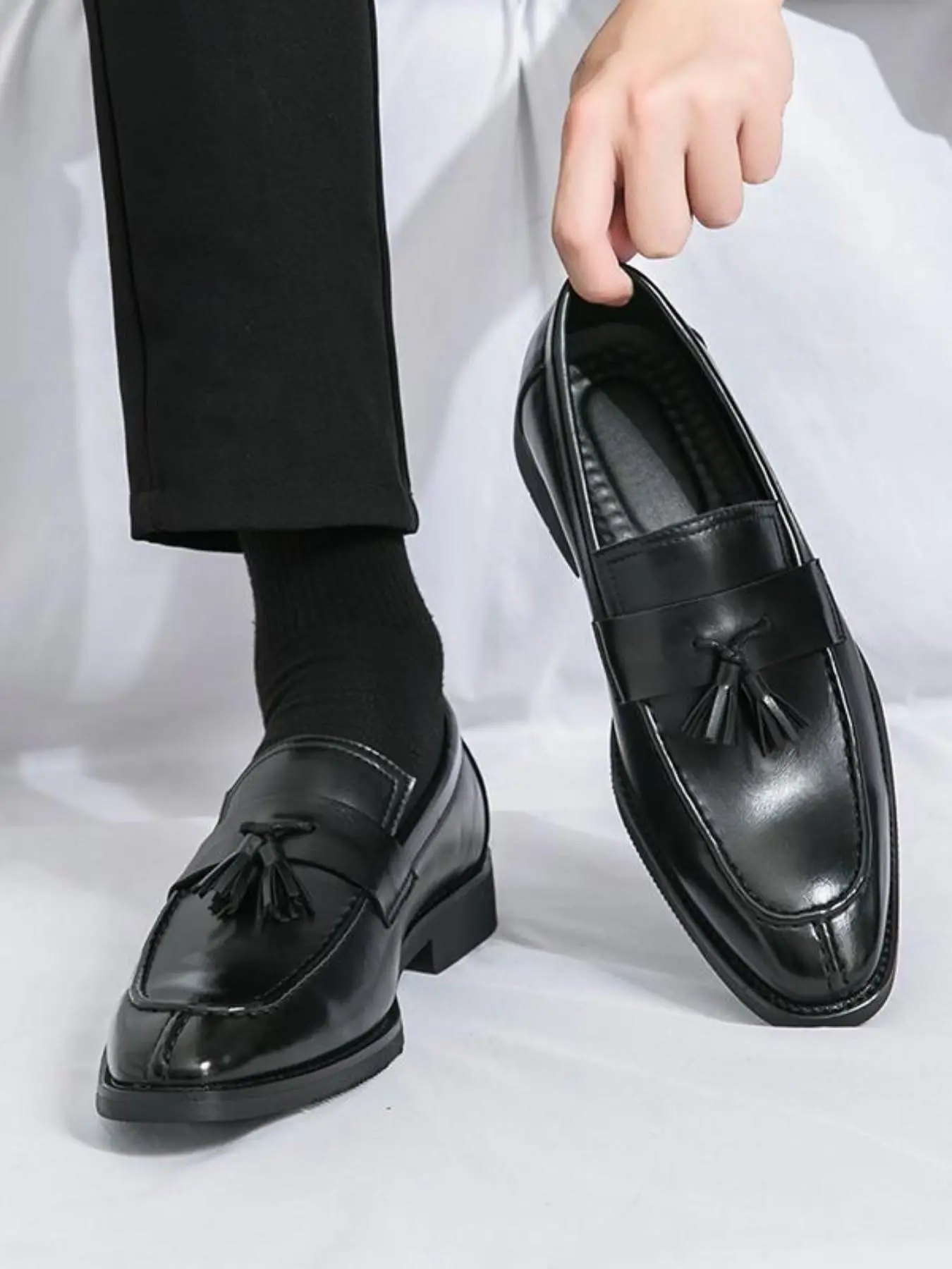 Men's Business Style Solid Color Tassel Decor Loafers, Casual Comfortable Breathable Slip-on Shoes for Work Office, Fashion Shoes for Party, Daily Clothing Decor