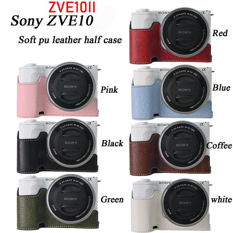 Ốp Da PU ZVE10 ZVE10M2 Bao Đựng Máy Ảnh ZVE10 II Nửa Thân Có Dây Đeo Cho Sony ZVE10 II ZVE10 Mark II ZV-E10 II Phụ Kiện Máy Ảnh Bảo Vệ