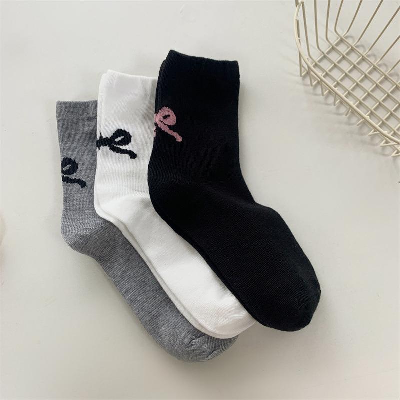 Product Introduction of Sweet Bow Socks Female Japanese Solid Color Black And White Gray Bow Gentle Girls Versatile Cute Ballet Tube 17