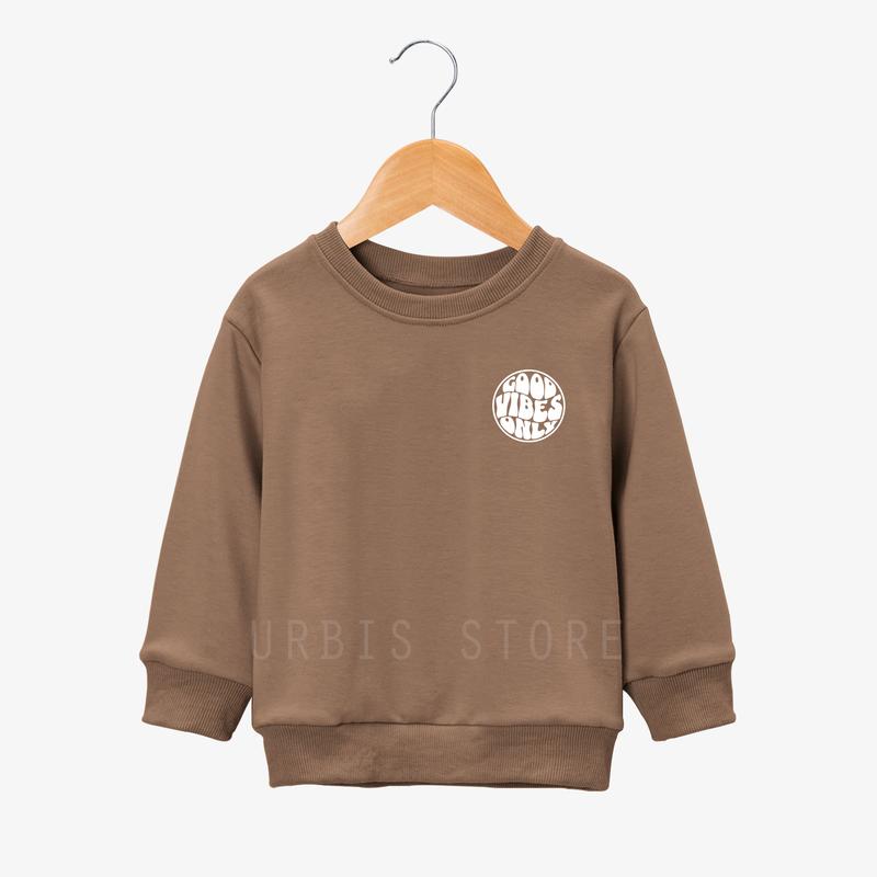 Sweater Anak Usia 3-13 Tahun Laki-laki Perempuan Motif Sablon GOOD VIBES ONLY Bahan Tebal Premium Fashion 4