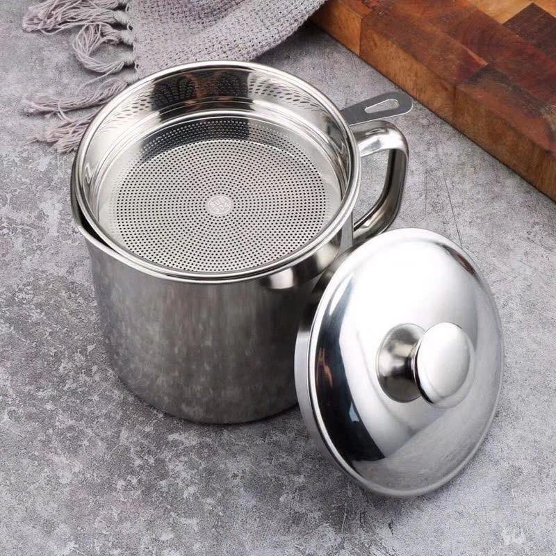 Bình lọc dầu ăn inox 304 ca lọc dầu 1.3L dụng cụ lọc nước inox dụng cụ nhà bếp bình đựng dầu ăn