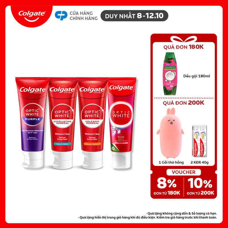 [Duy nhất 8-12.10] Bộ sưu tập các vị kem đánh răng Colgate dòng Optic White hỗ trợ trắng răng