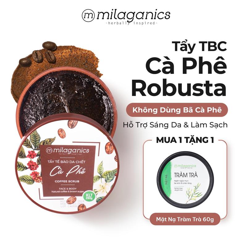 [MUA 1 TẶNG 1] Tẩy Tế Bào Chết Body Cà Phê MILAGANICS Hỗ Trợ Dưỡng Trắng Da Body Scrub Tẩy Da Chết Cafe Hạt Mịn Dưỡng Da Body Mịn Màng - Tẩy TBC Body - Srcub Cafe Dưỡng Body Nữ Women Quà Cho Bé Iu