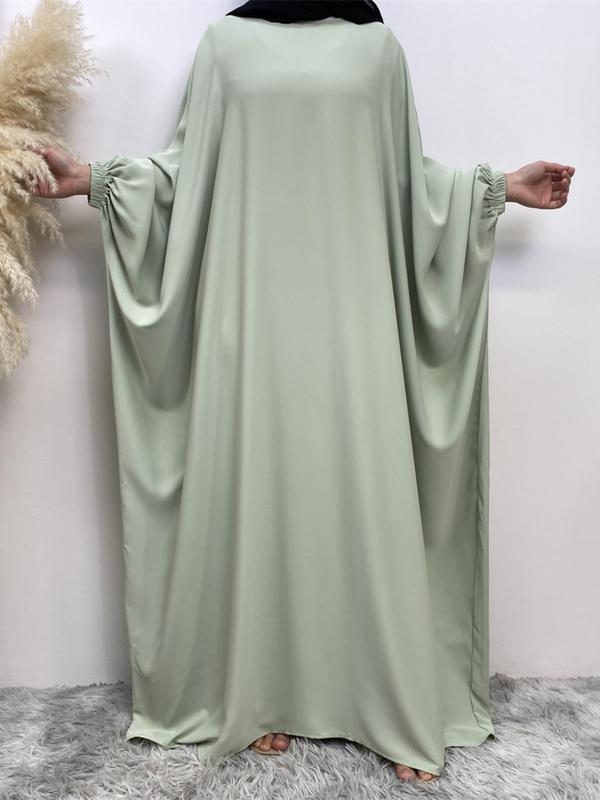 Women's Plain Batwing Sleeve Zipper Kaftan, Esme Kaftan Dress, Butterfly Abaya, Asian Suits Eid, Modest Clothes, Modest Loose Long Sleeve Maxi Dress for Spring & Fall, Modest Holiday Outfits, Kaftans for Women 6