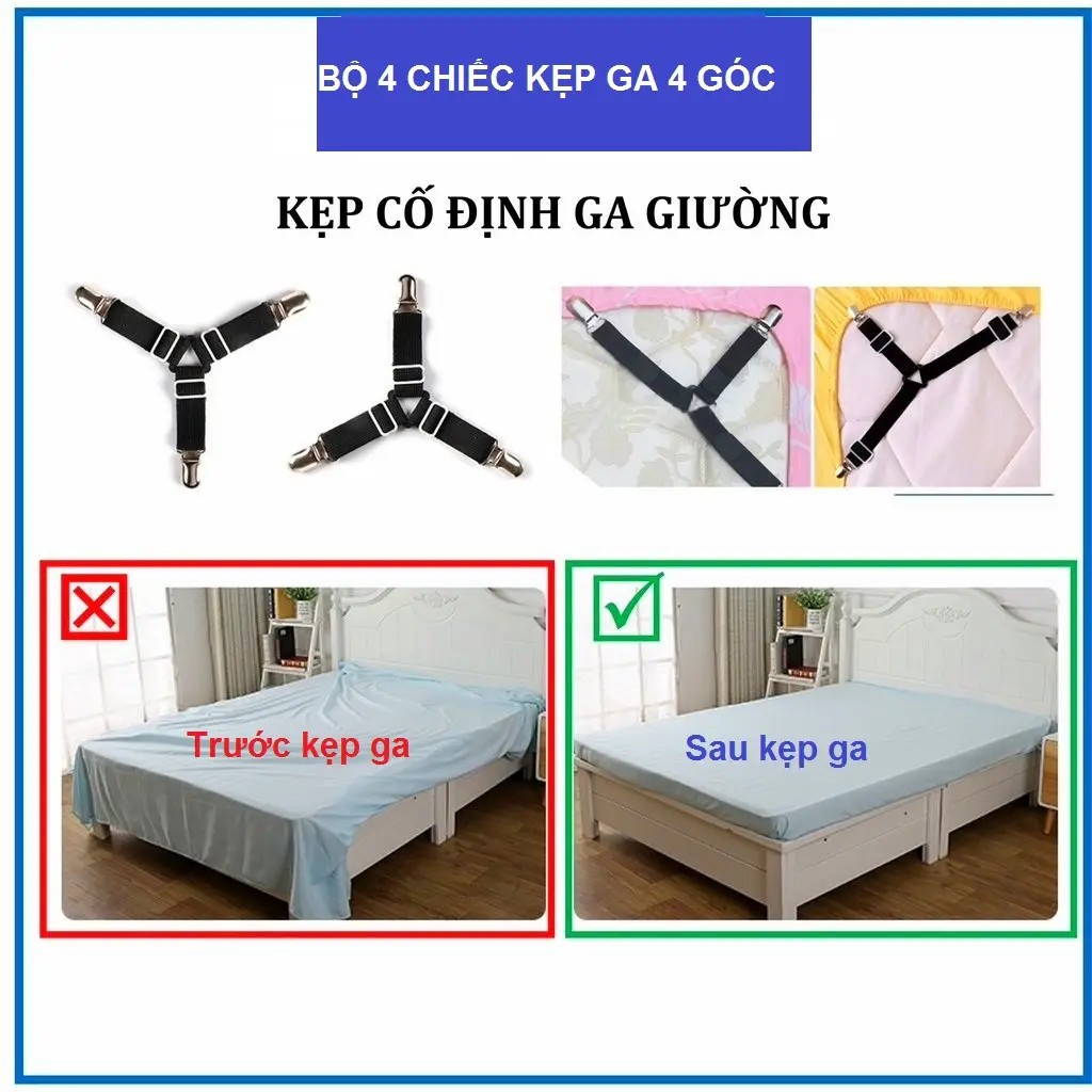 Kẹp Ga Trải Giường, Bộ 4, Chống Trượt, Cố Định Và Phẳng, Giữ Ga Trải Giường