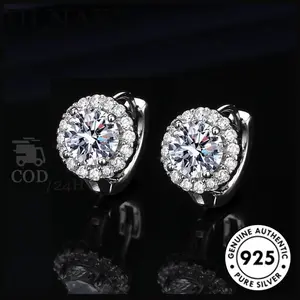 Diamcity Anting Bunga Matahari Wanita Perak S925 Anting Modis 1 Karat Temperamen Sederhana Untuk Wanita