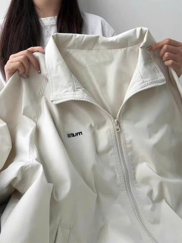 ÁO KHOÁC DÙ THÊU KEM THÊU IRIUM MS FORM RỘNG CÁ TÍNH Top Jacket Nữ Women