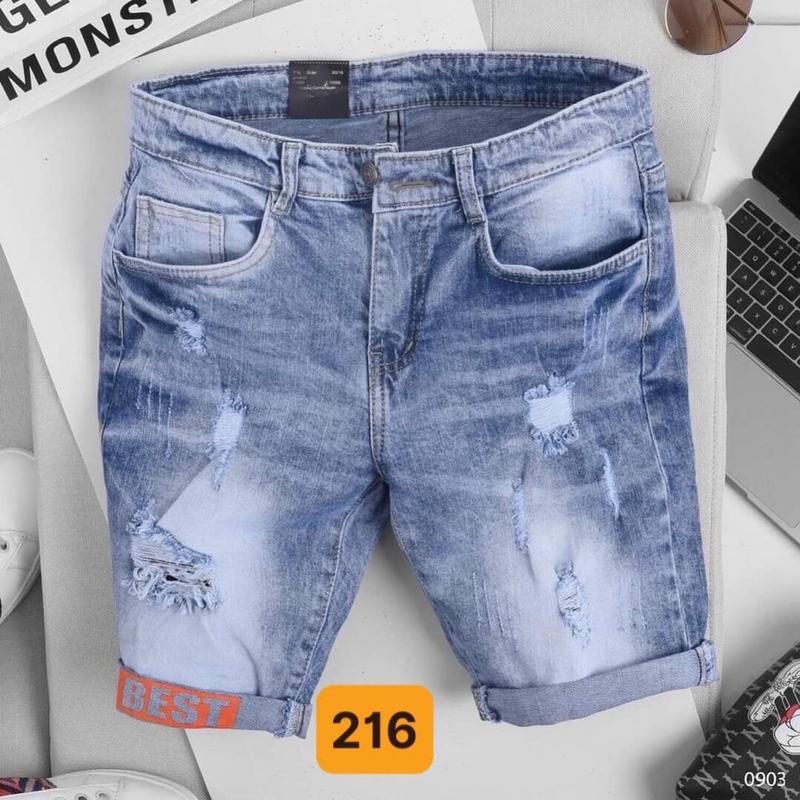 Quần Jean Short Nam Co Giãn Đa Chiều Không Phai Cotton Menswear Pants Có Túi - Mềm Mịn Thoáng Mát Đa Dạng Màu Sắc Giặt bằng nước lạnh Nút Jeans quần  ngố vá da t ủ đồ p hái mạnh