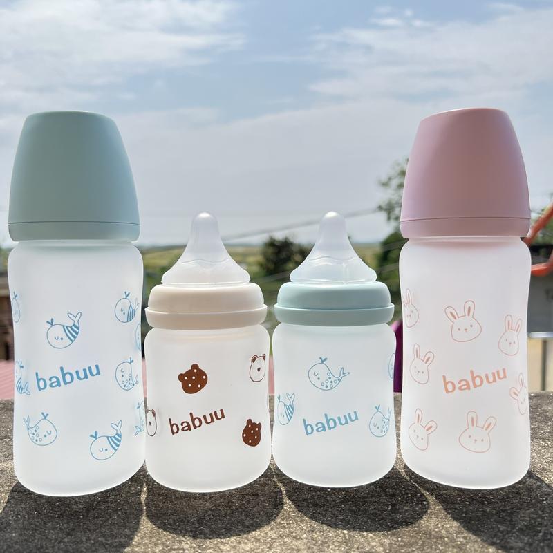 Bình sữa Babuu Thuỷ Tinh Bọc silicon cổ rộng 160ml/240ml