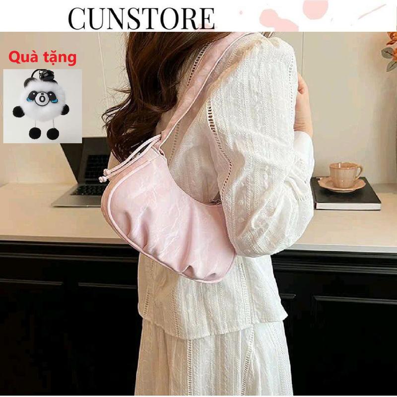 (Tặng Móc Gấu Trúc) Túi Xách Nữ Bèo Quai Rúm Đeo Chéo Đeo Vai Dễ Thương CUN313