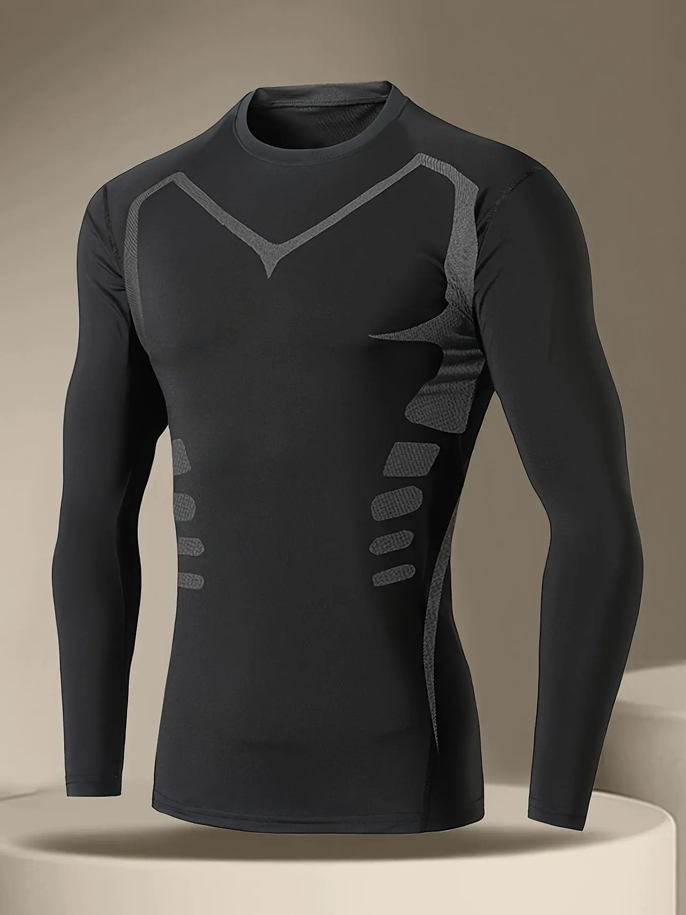 Men's Compression Long Sleeve Sports Tee, Quick Drying Breathable Tight-fitting Sports T-shirt, Men's Sportswear for Gym Workout Running