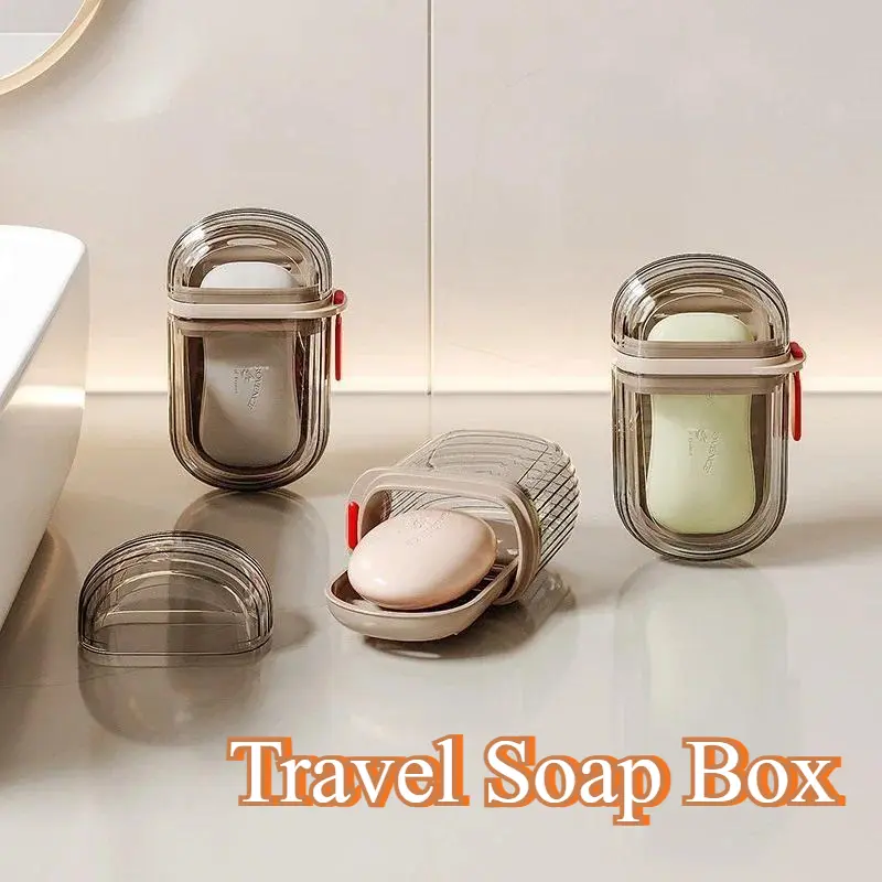 Travel Soap Box Portable Mini with Lid Sealed Drain Large Water-free Storage Box for Business Travel