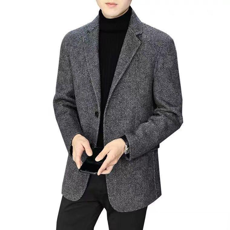 Áo Khoác Nam, Thiết Kế Đơn Giản Và Sang Trọng, Họa Tiết Xương Cá Ngắn, Áo Khoác Vest Thường Ngày Dáng Ôm, Thời Trang, Thích Hợp Cho Trang Phục Công Sở Và Thường Ngày, Bộ Đồ Len, Thời Trang 4