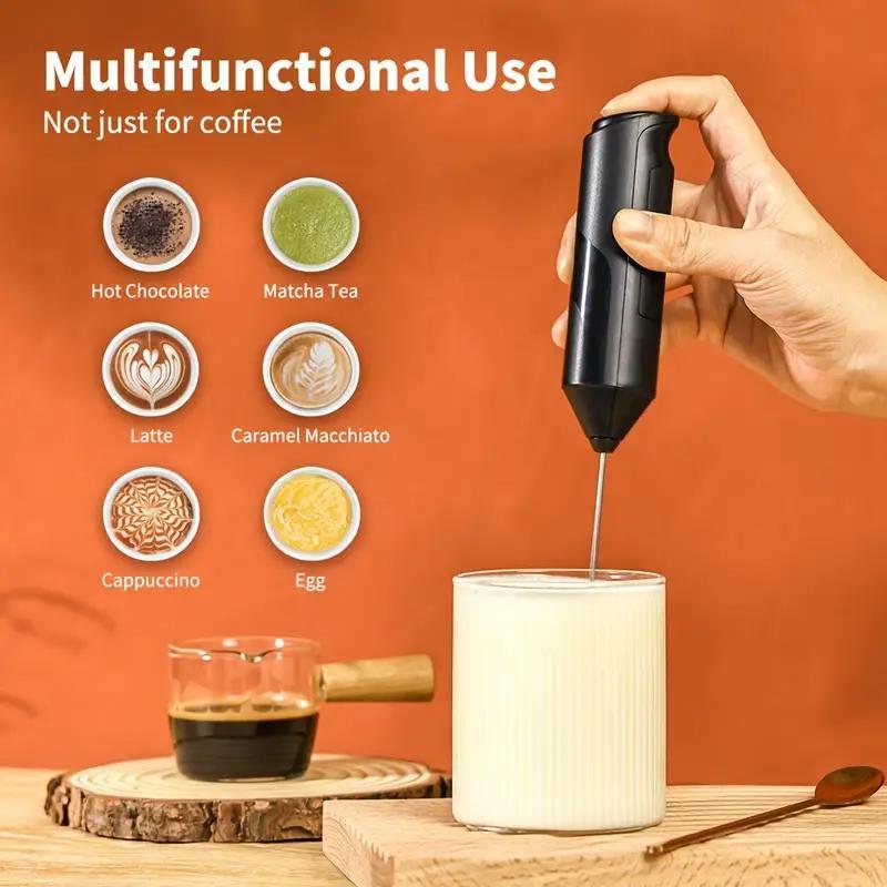 Product Introduction of Electric Milk Frother, Portable Handheld Milk Frother, Stainless Steel Blender for Coffee, Cappuccino, Latte, French Milkshake, Hot Chocolate, Mini Drink Blender, Kitchen Appliances 5