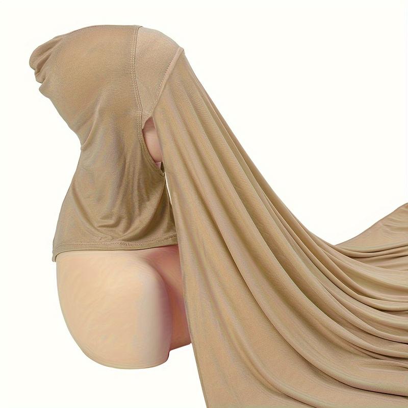 Solid Color Convenient Hijab With Modal Pullover Hijab Thin Breathable Instant Hijab Scarf 2 In 1 Integration Casual Sunscreen Elastic Head Wrap 4