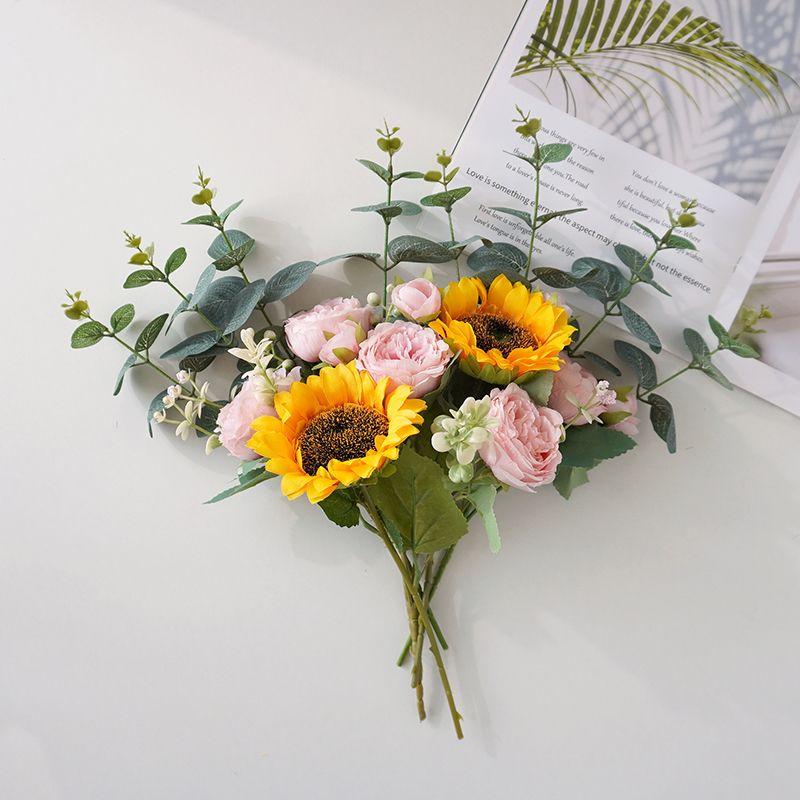 Product Introduction of [Hot sale in stores] Ins Style Sunflower Artificial Flowers Bouquet Home Decor Living Room Desktop Paper Bag Decoration Photo Props 13
