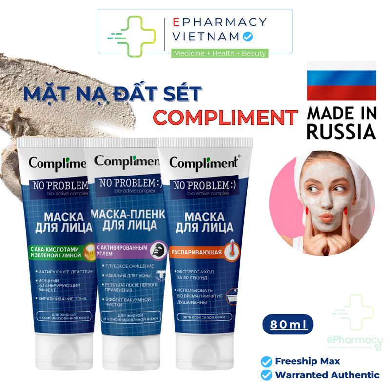   LS  Mặt Nạ Đất Sét COMPLIMENT No Problem Steaming Face Mask Làm Sạch Dịu Nhẹ Se Khít Lỗ Chân Lông 80ml 