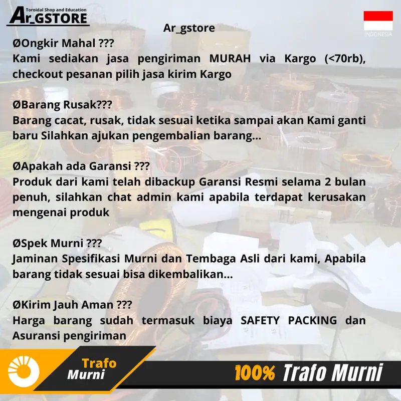 Trafo donat toroid 10A 65V CT (murni) spek standard 3