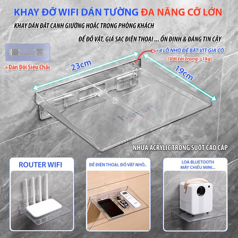 Kệ Wifi Dán Treo Tường Nhựa Acrylic Trong Suốt Để Modem Router Kèm Miếng Dính Lớn Siêu Chắc Hamart Kitchen Nhà Bếp treo thiết bị điện