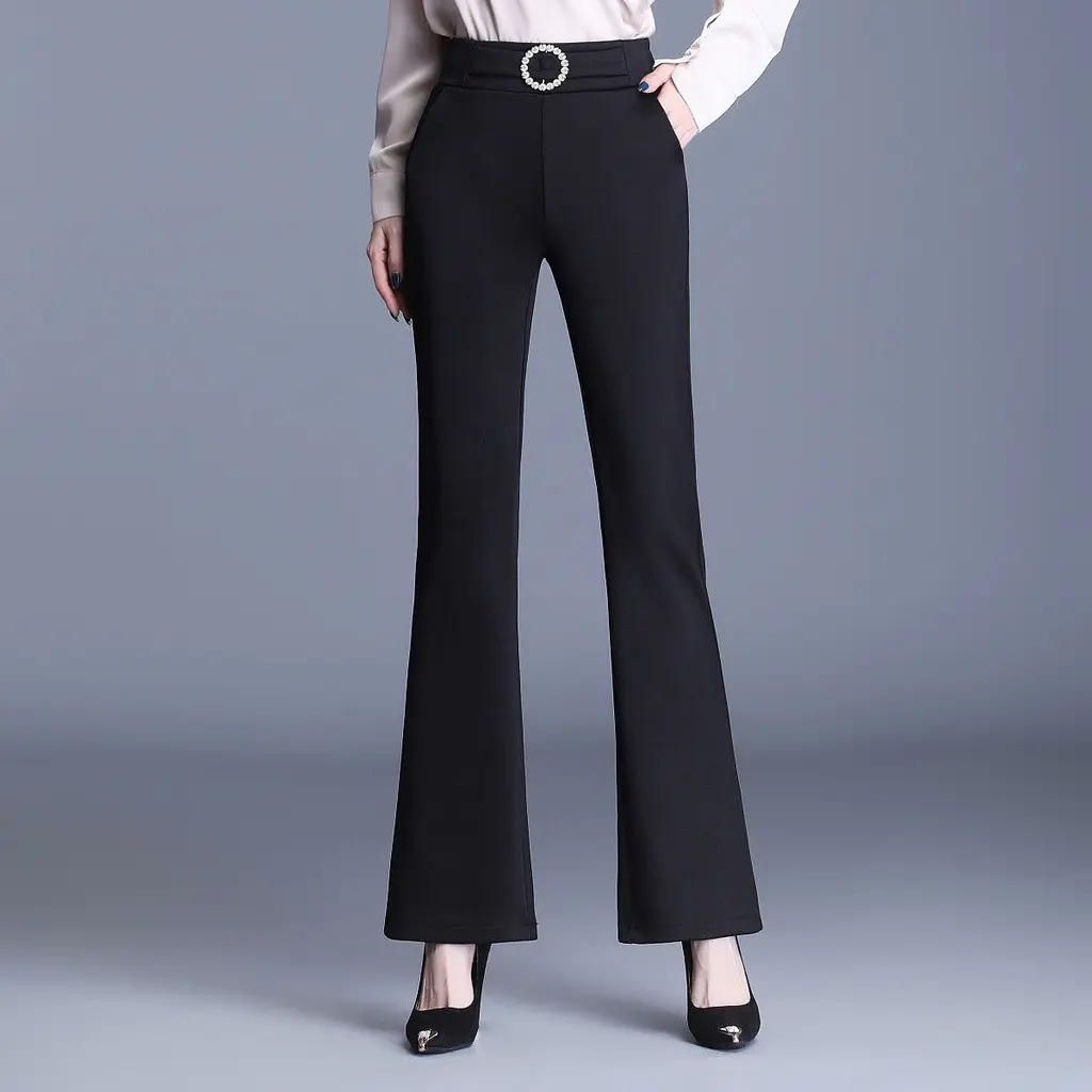 hot Quần Tây Ống Loe Lưng Cao Màu Đen Thời Trang Công Sở Mùa Thu 203 Cho Nữ-Mã 161E