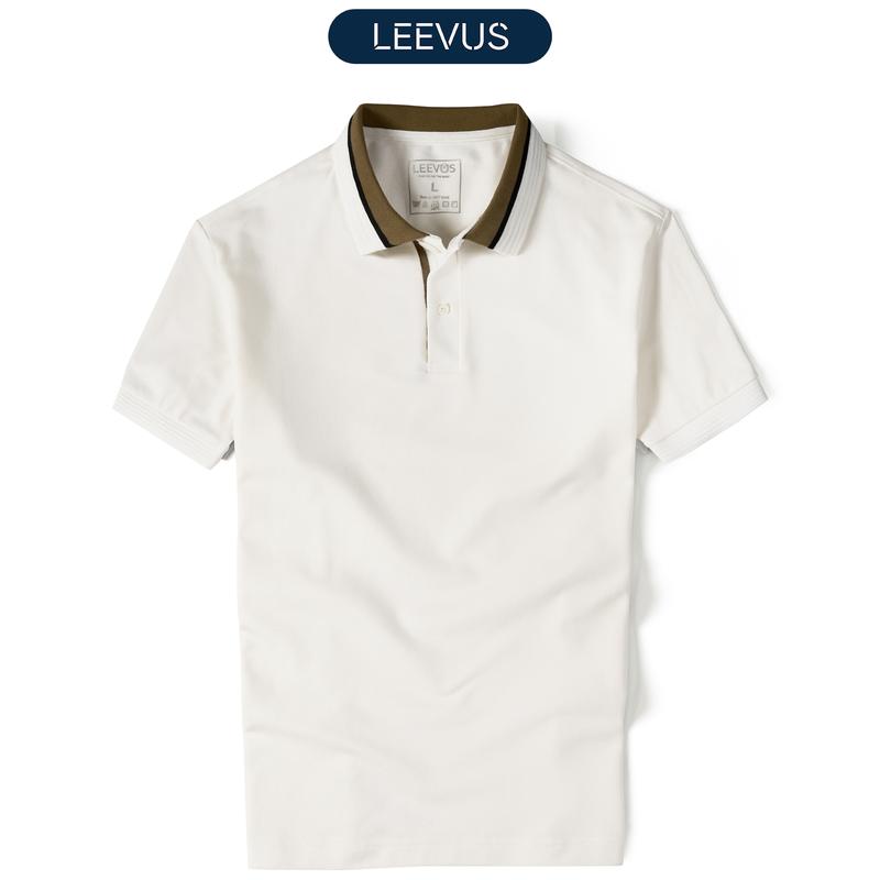 Áo thun Polo nam phối cổ LEEVUS, CVC cá sấu cao cấp, LEEVUS APL311 Menswear Top Có Cổ Trắng Menswear Top Nhung Shirt Cộc Tay