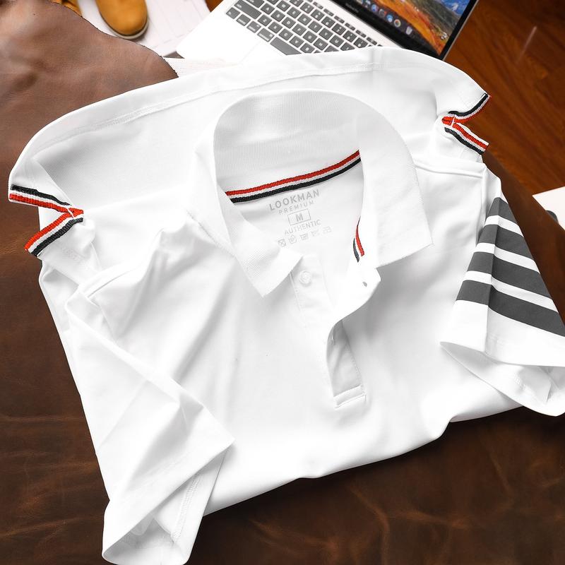 Áo Polo Thome M12 chính hãng LOOKMAN  họa tiết sọc tay, vải cá sấu co dãn thoải mái, thoáng mát - LOOKMAN Menswear Nhung 4