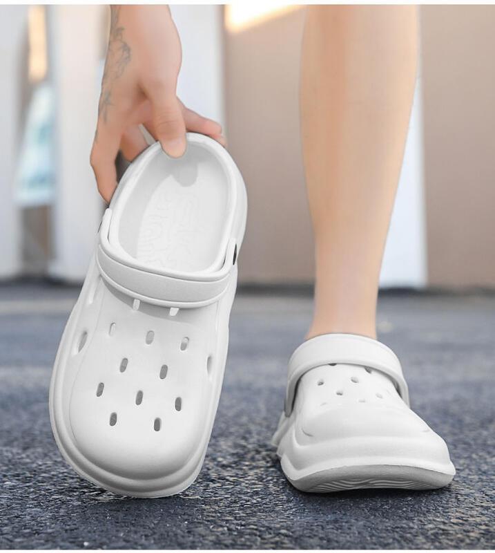 Product Introduction of Couple Hot Sale Brand Clogs Men Sandals Casual Shoes EVA Lightweight Sandles Unisex Colorful Shoes for Summer Beach 13