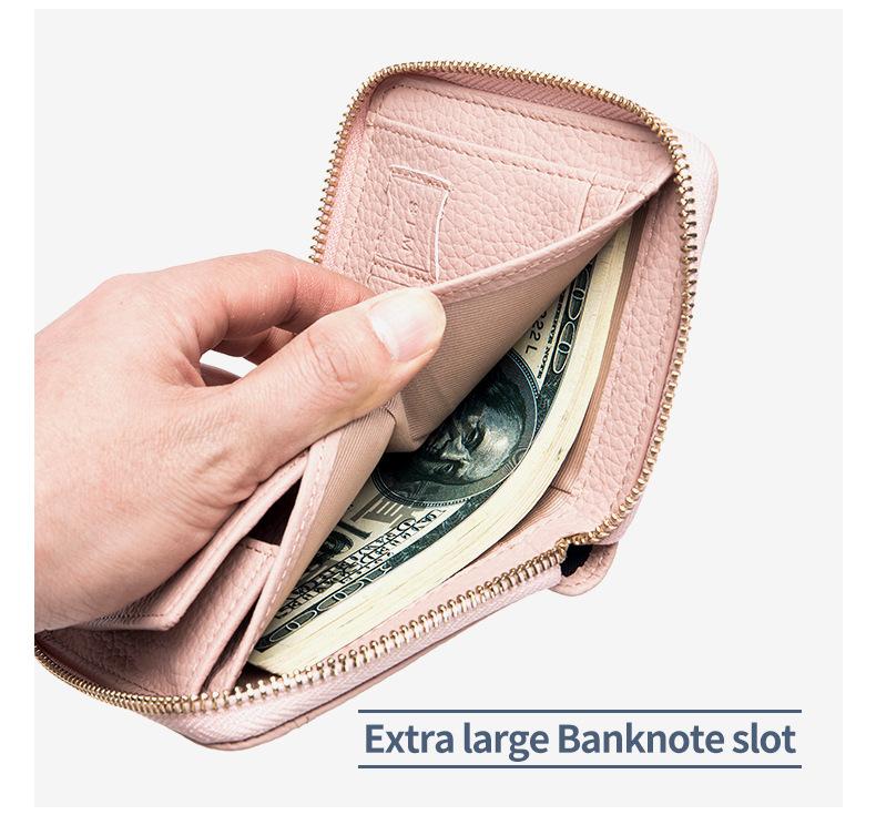 Product Introduction of New Genuine Leather Multi-Functional Short Wallet Women's Niche Coin Pocket Card Holder 18