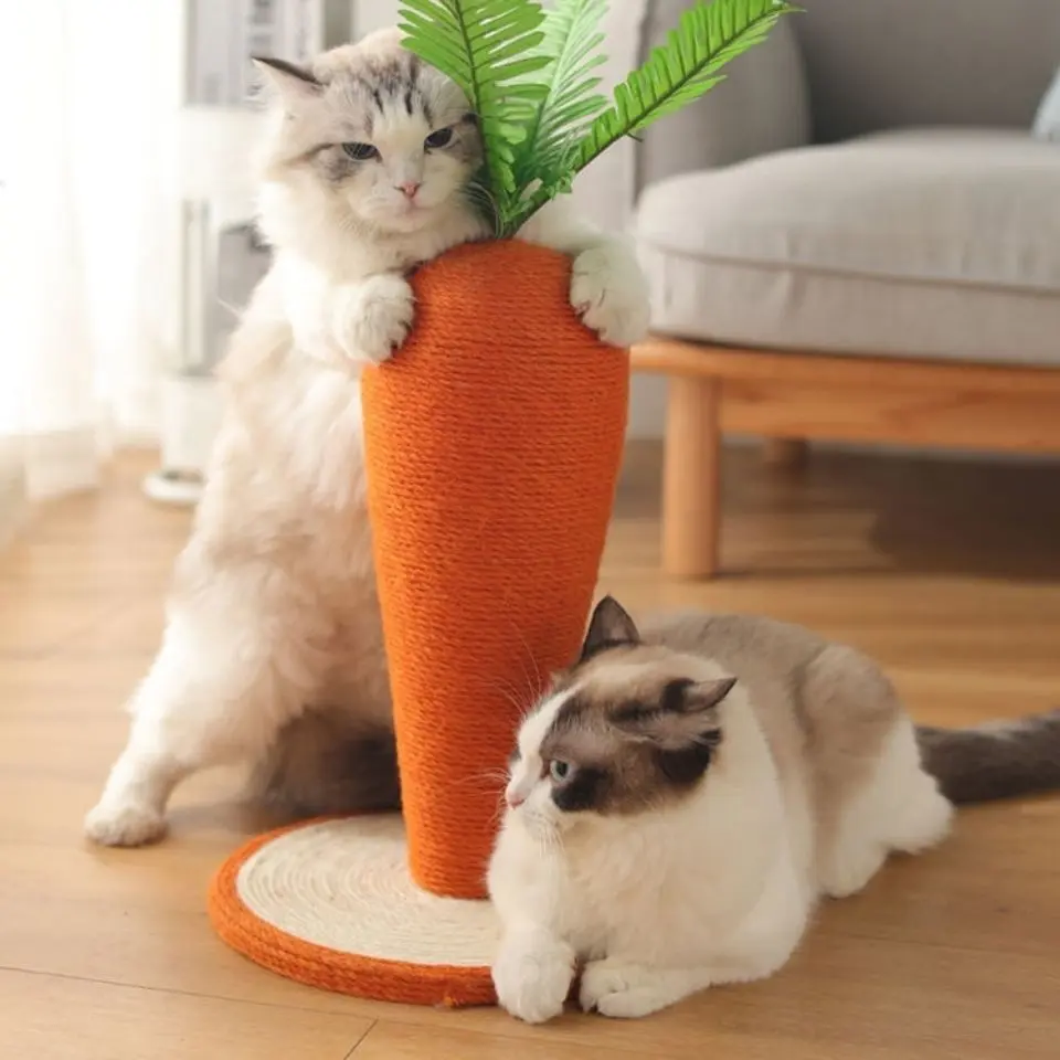 Carrot Cat Scratch Board Sisal Hemp Rope Vertical Cat Supplies Scratching Pole Claw Board Non-Chip Grinding Claw Special