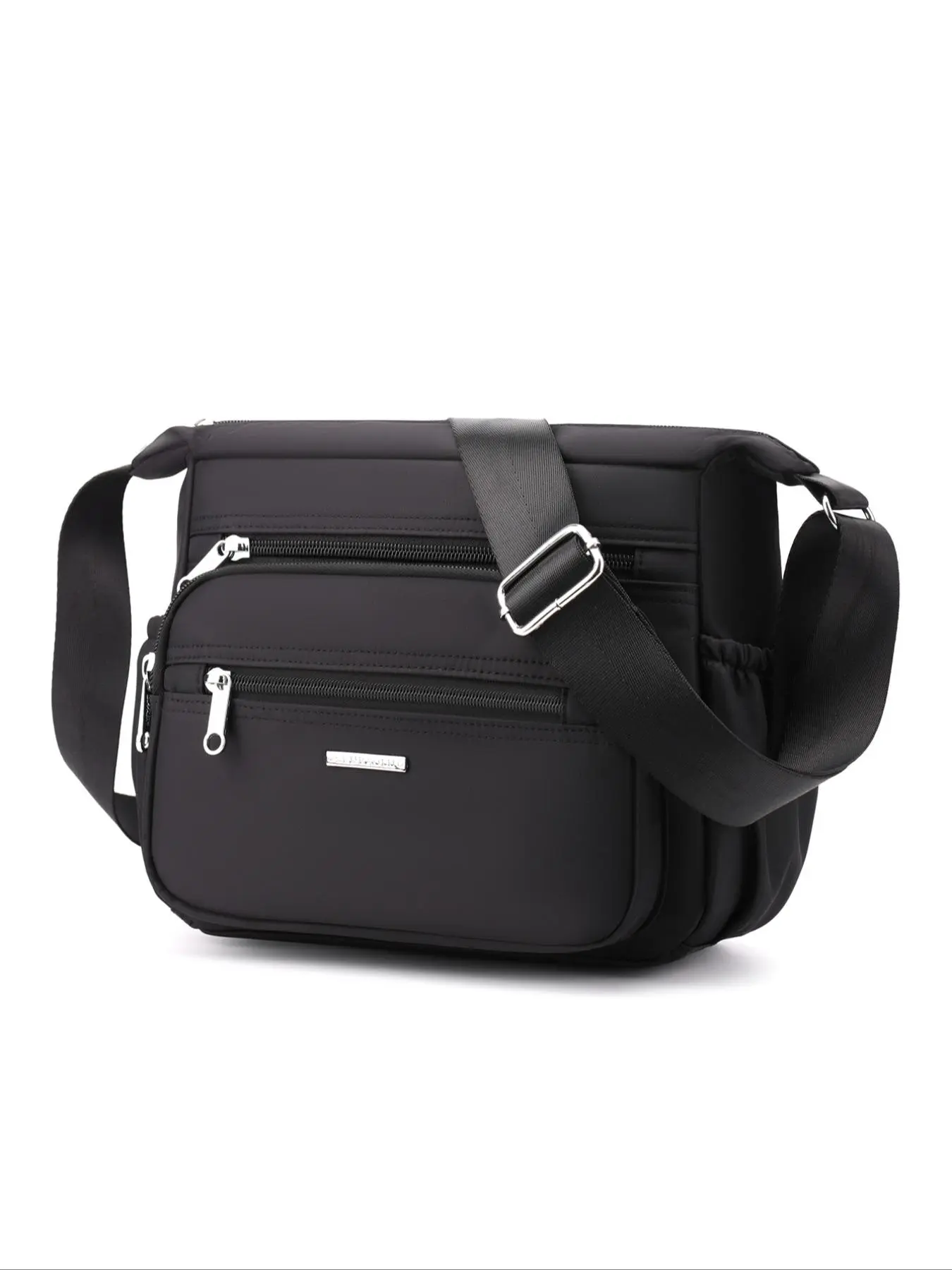 Women's Solid Color Nylon Crossbody Bag, Fashionable Multi-pocket Design Shoulder Bag for Daily Used, Casual Trendy Versatile High-quality Daily Commuting Bag