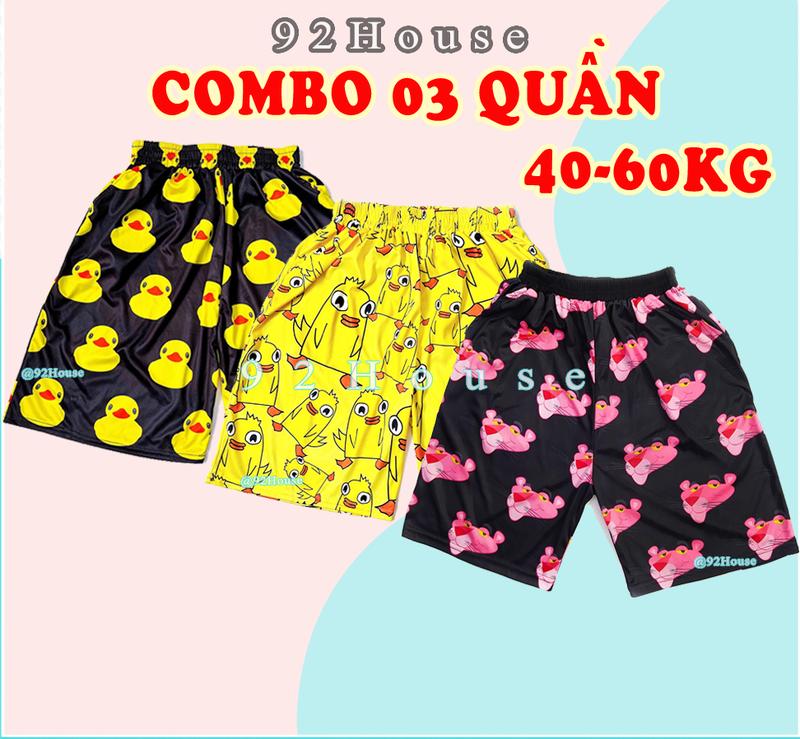 Combo 03 quần short lửng hoạt hình báo hồng vịt vàng quần đùi thun cartoon unisex nam nữ đồ nhóm đi biển