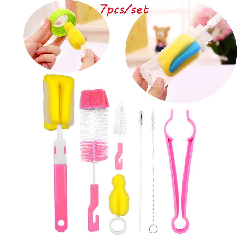 7pcs Home Spout Cup Washing Rotating Clean Sponge Bottle Brush Baby Nipple 1