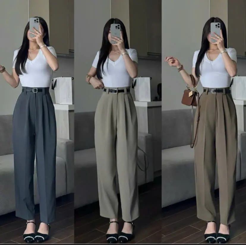 (DEAL MỞ BÁN)- QUẦN BAGGY THỤNG CÔNG SỞ LƯNG CAO DÁNG THỤNG CHẤT VẢI GOLD NHẬT DÀI 90-93CM