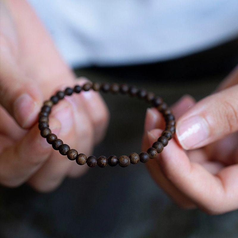 Vòng Tay Trầm Hương Cờ Đen Brunei Lặn Tự Nhiên, Hạt Hình Gạo Nhỏ 4Mm, Vòng Tay Đơn Giản Và Cổ Điển, Dành Cho Phụ Nữ, Năm 2025 0