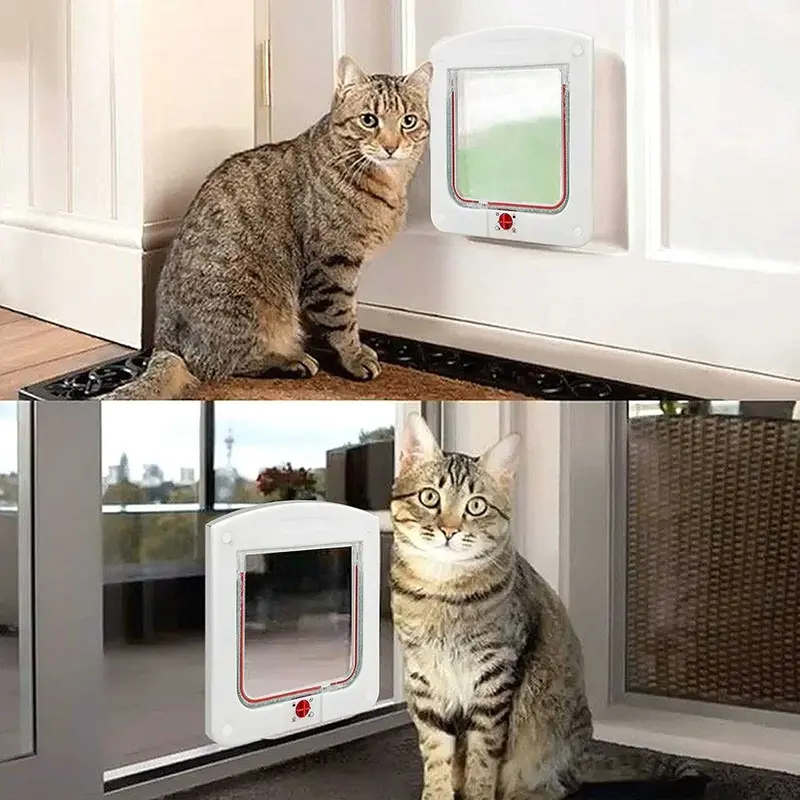 Pintu Masuk Kucing Magnetic Flap Door 4 Way Lock Pet Door 4